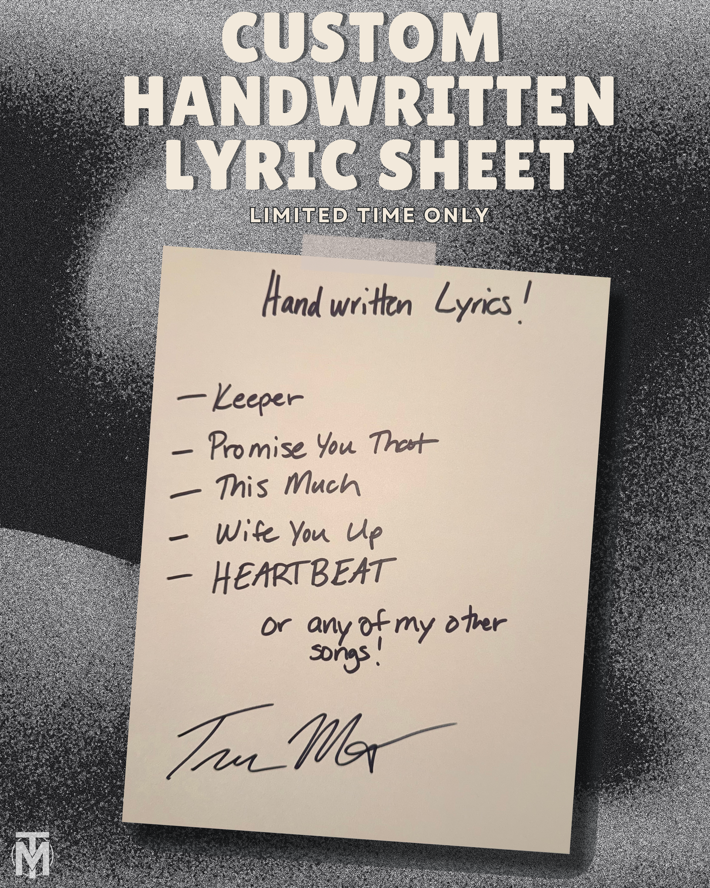 Handwritten Lyric Sheet